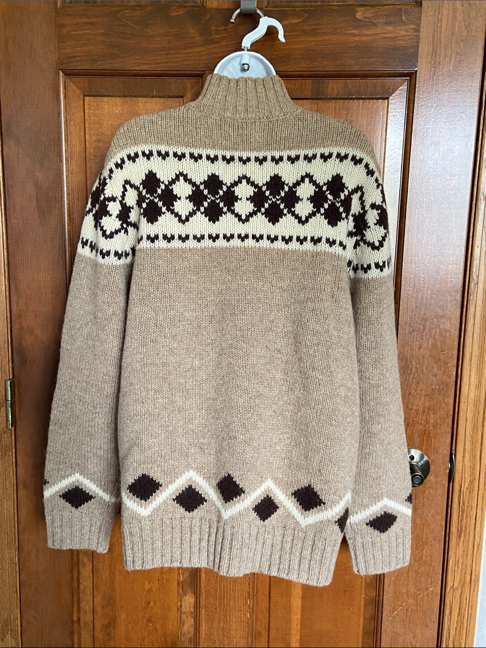 L.L.Bean 100% Shetland lambs wool quarter-zip Mens sweater Outdoors Size Large - Picture 4 of 9